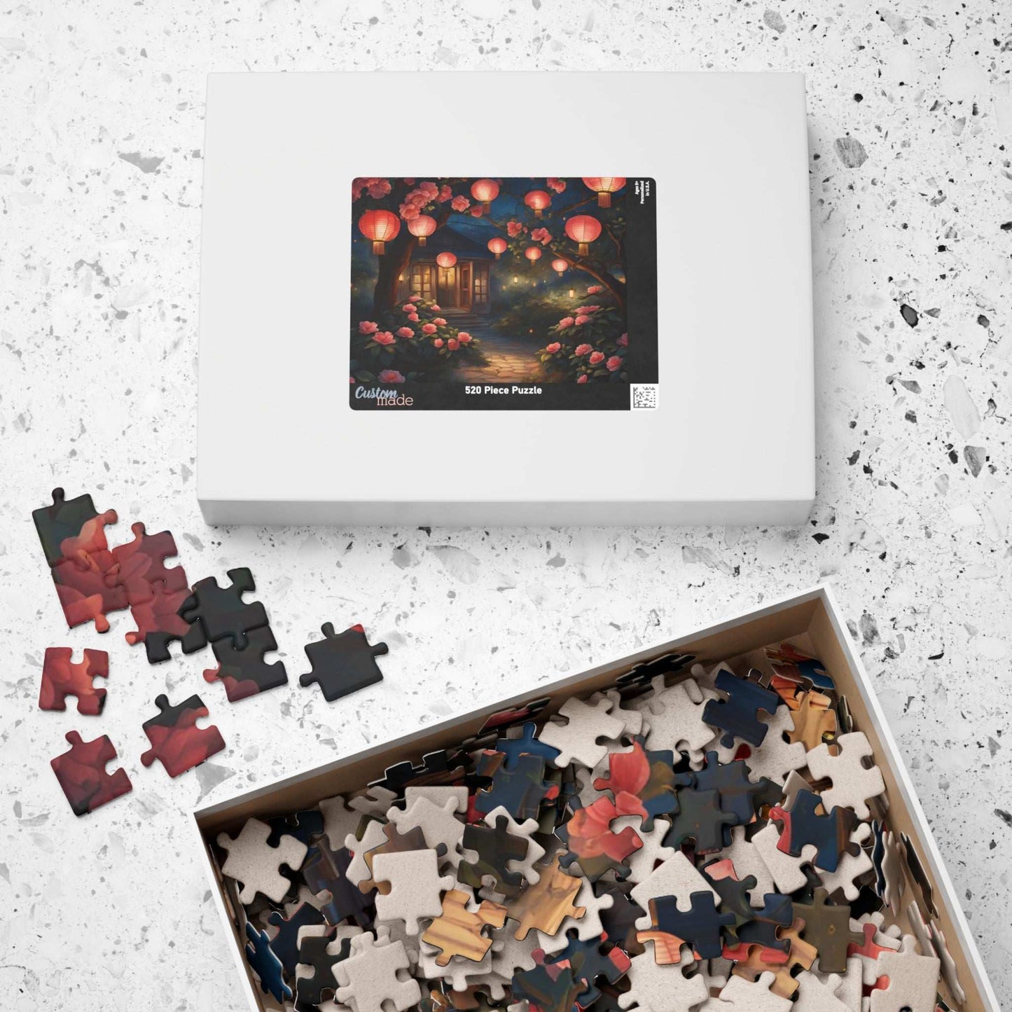Jigsaw Puzzle, Nighttime Lanterns Glow Camellia Flowers 1000 Piece, Adult, Relaxation Activity, Stress Relief, Family Fun, Gift Puzzle The Puzzle Chest