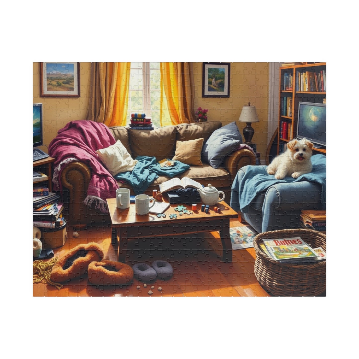Jigsaw Puzzle for Adults, Messy Cluttered Living Room Scene, Fun Family Activity, Home Decor, Relaxation Gift, Puzzle Challenge, Interactive