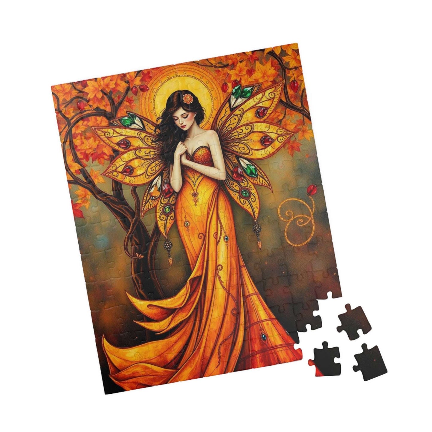 Bejeweled Autumn Fairy Jigsaw Puzzle, Mythical Fantasy Art, 110-1014 Pieces, Enchanting Unique Gift for Puzzle Lover, Family Fun Activity Puzzle The Puzzle Chest
