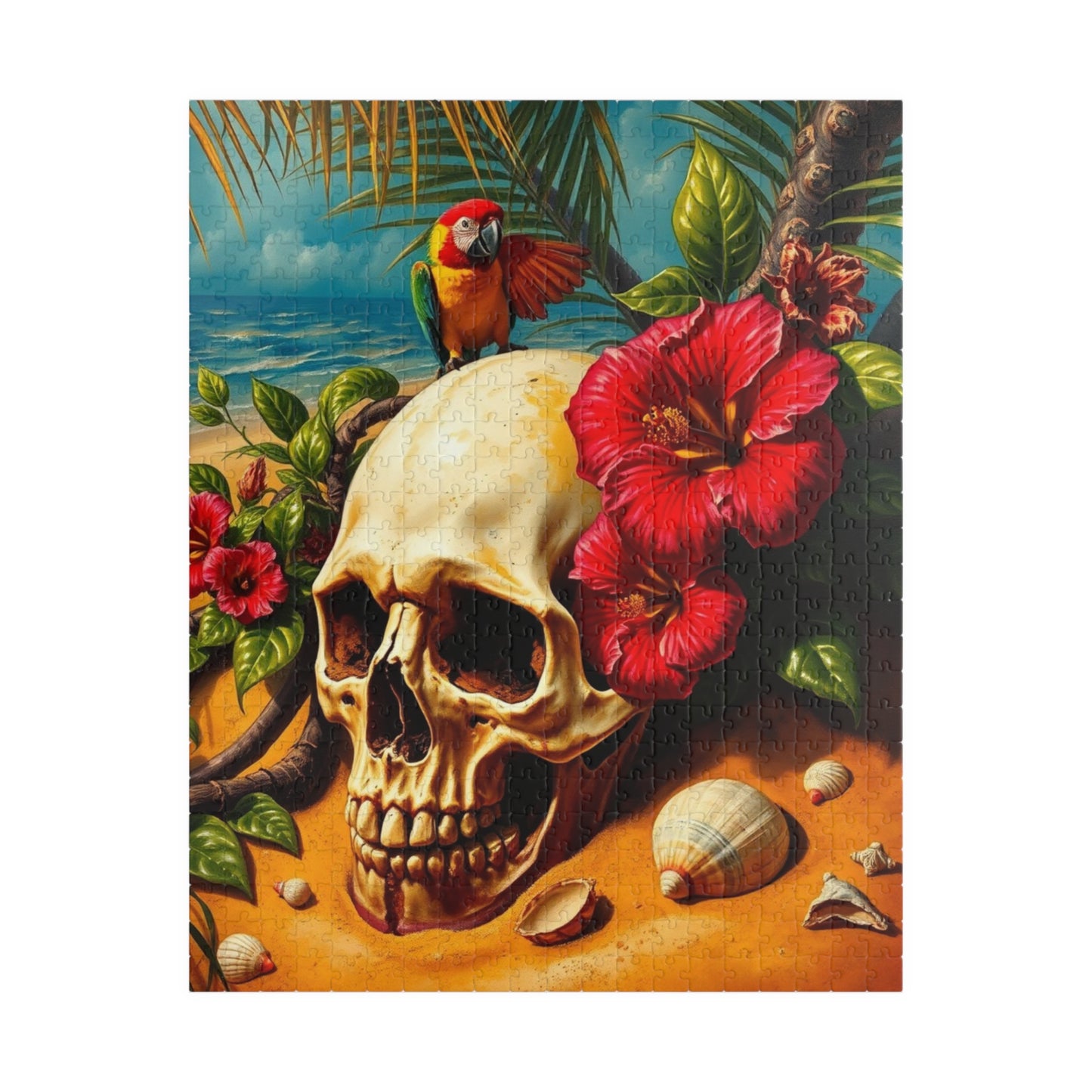 Tropical Skull Artwork Puzzle, 110-1014 Pieces, Beach Scene, Unique Gift for Puzzle Lover, Fun Family Activity, Summer Vibe, Brain Teaser 520 pcs (Vertical) Puzzle The Puzzle Chest