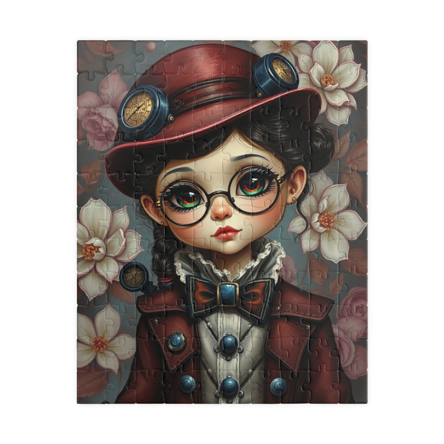 Whimsical Vintage Girl Puzzle, 110-1014 Piece Steampunk Jigsaw Game, Perfect for Family Fun, Gifts for Friends, Nostalgia Home Entertainment 110 pcs (Vertical) Puzzle The Puzzle Chest