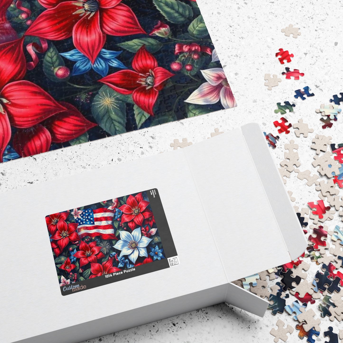 Garden of Liberty Jigsaw Puzzle, American Flag Patriotic Floral Game 110, 252, 520, 1014-piece, Family Game Night, Independence Gift for Him