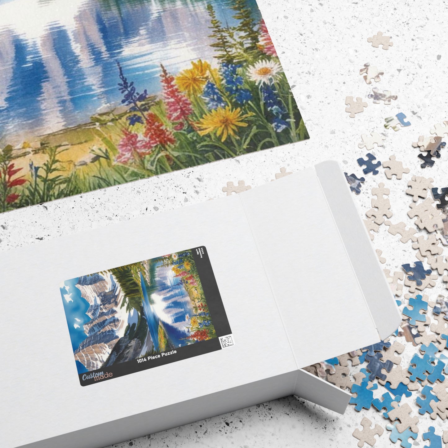 Serene Mountain Lake Landscape Puzzle, Snowy Peaks Wildflowers Art Jigsaw, Nature Lovers Gift, Fun Family Game Night Activity, Leisure Hobby Puzzle The Puzzle Chest