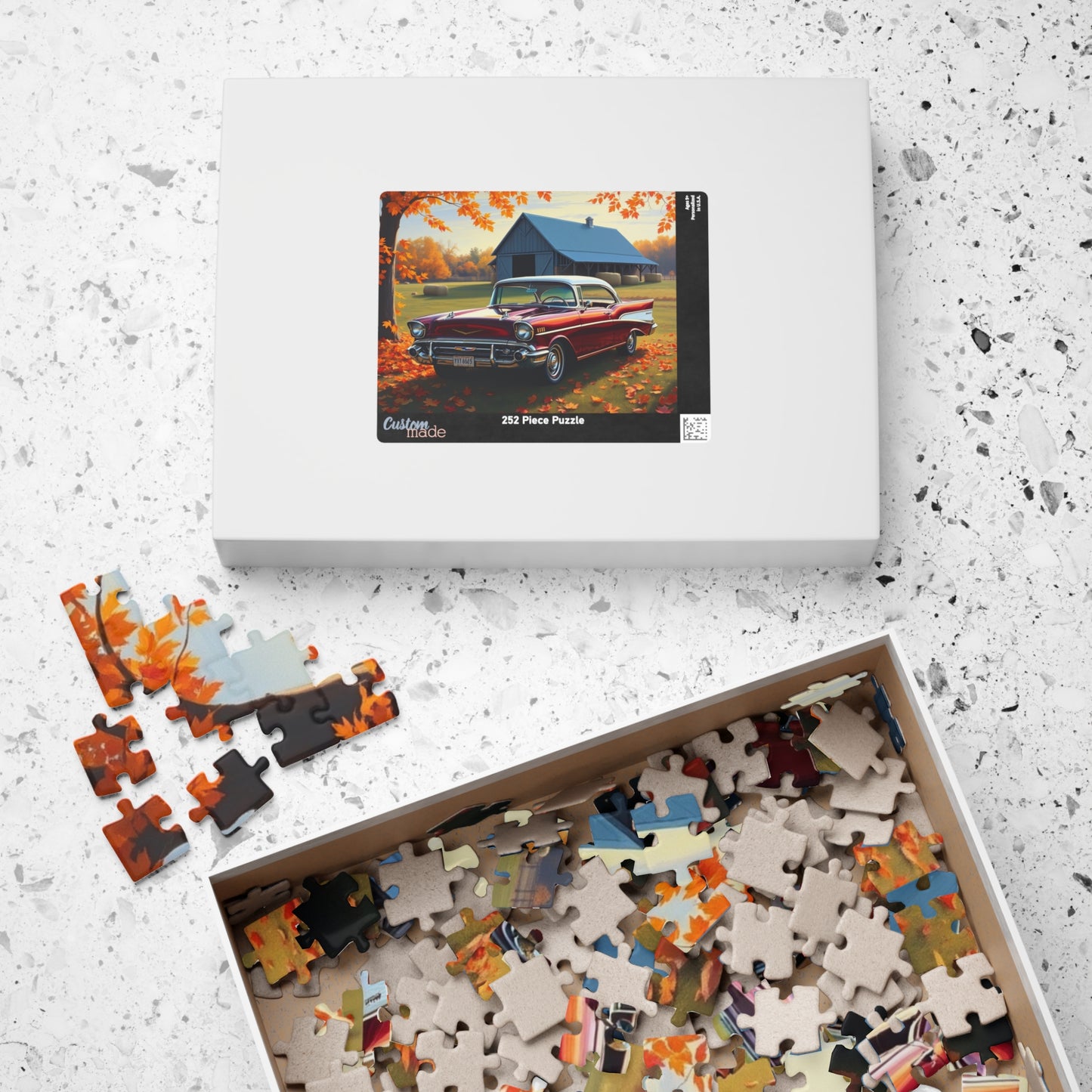 Autumn Vintage Car Puzzle, Nostalgic 1957 Chevy Bel Air Jigsaw Game, Gift for Friend Retro Car Enthusiast, Mindfulness Activity Brain Teaser Puzzle The Puzzle Chest