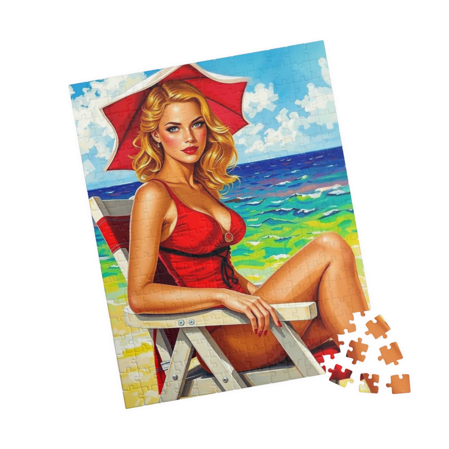Retro Beach Scene Puzzle, Vintage Art Puzzle for Adults, 110-1014-Piece, Fun Family Activity, Gift for Puzzle Lovers, Summer Vibes, Home The Puzzle Chest