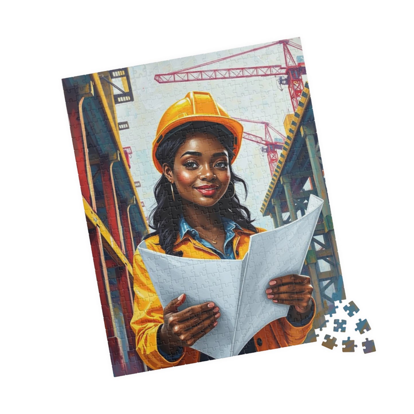 Construction Themed Puzzle - Black Woman Worker, Inspirational Black Art Jigsaw, African American Women's Empowerment Gift for Puzzle Lovers Puzzle The Puzzle Chest