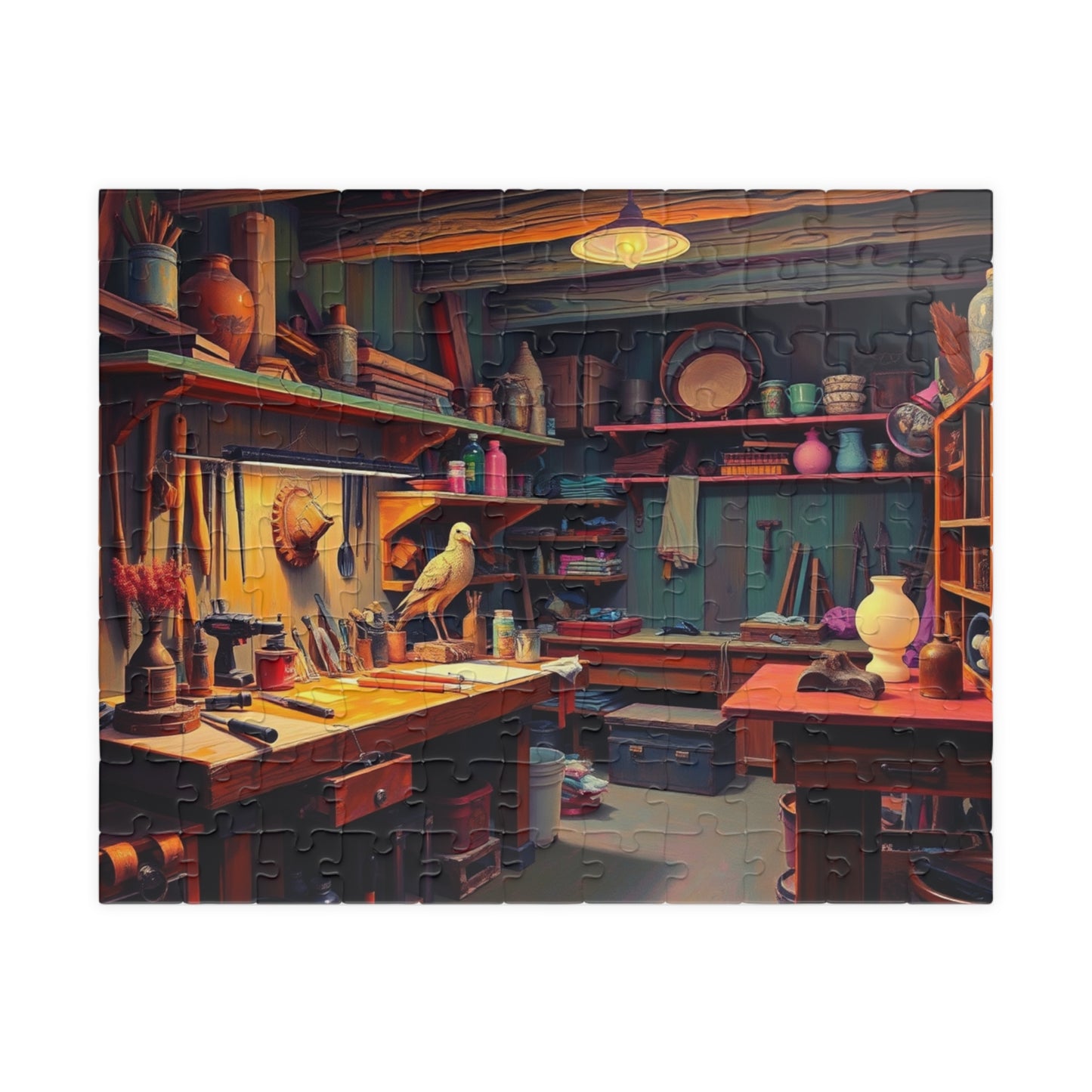 Woodworking Workshop Puzzle, Jigsaw Game for Adults Teens and Seniors, 110/252/520/1014-Piece, Entertaining Staycation Pastime, Mindful Gift 110 pcs (Horizontal) Puzzle The Puzzle Chest
