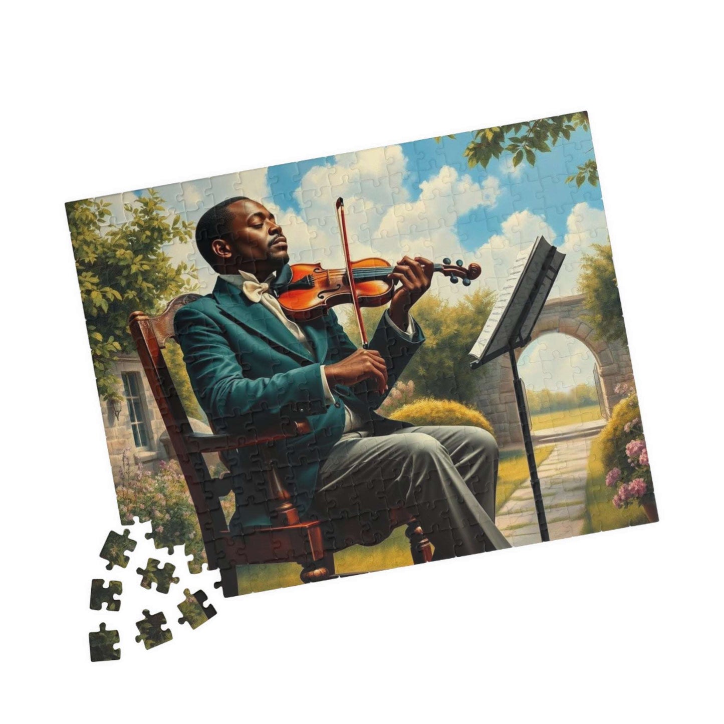 Black Victorian Musician Jigsaw Puzzle, Afrocentric Artwork Featuring Black Man 252 pcs (Horizontal) Puzzle The Puzzle Chest