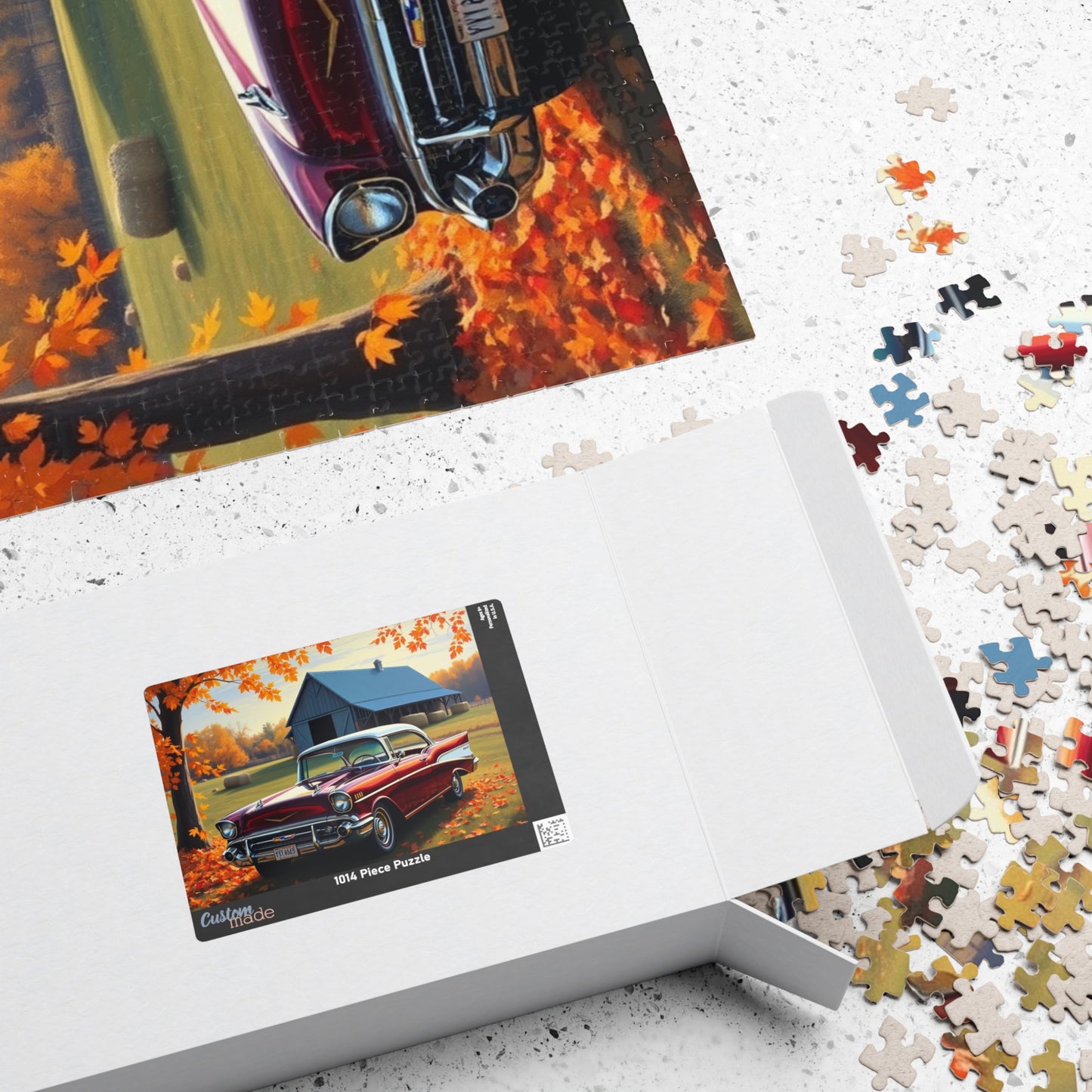 Autumn Vintage Car Puzzle, Nostalgic 1957 Chevy Bel Air Jigsaw Game, Gift for Friend Retro Car Enthusiast, Mindfulness Activity Brain Teaser Puzzle The Puzzle Chest