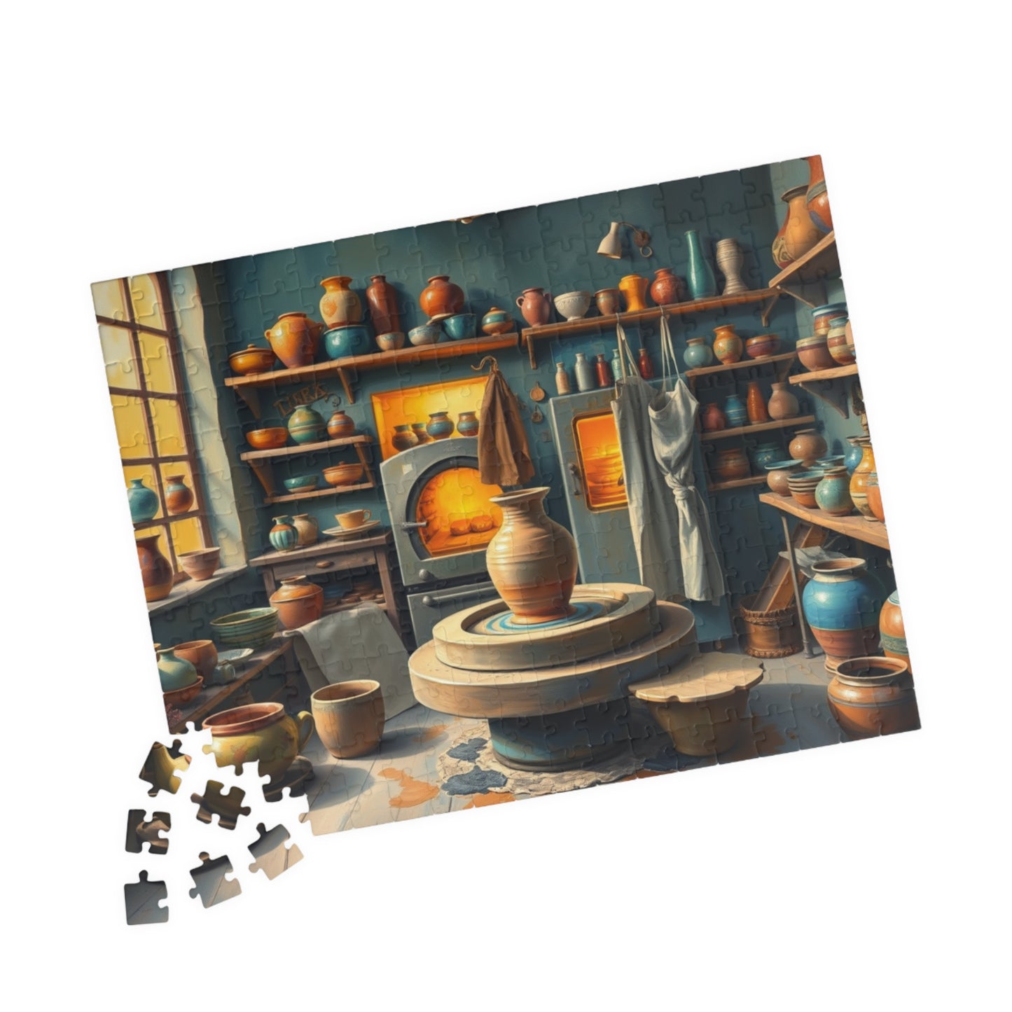Artisan Pottery Shop Jigsaw Puzzle, Cute Colorful Ceramic Bowls, Vases and Potter's Wheel, Craft Lover Puzzle Enthusiast Gift, Relaxation Puzzle The Puzzle Chest