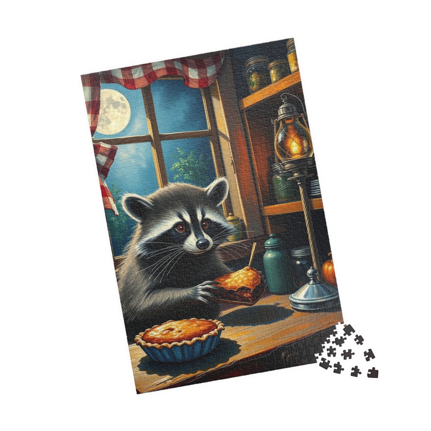 Charming Raccoon Puzzle - 110 to 1014 Pieces, Animal Stealing Pie, Cozy Home Décor, Family Fun, Gift for Nature Lovers, Indoor Activity Puzzle The Puzzle Chest