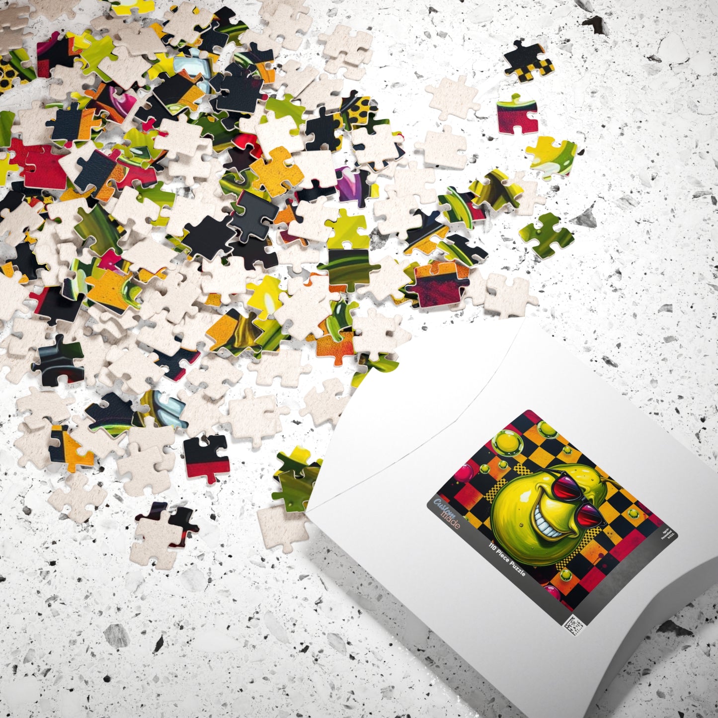 Avocado Pop Art Jigsaw Puzzle, 110, 252, 520, 1014-piece, Retro Funky Design, Checkerboard and Dots Puzzle, Unique Gift Idea, Fun Activity Puzzle The Puzzle Chest