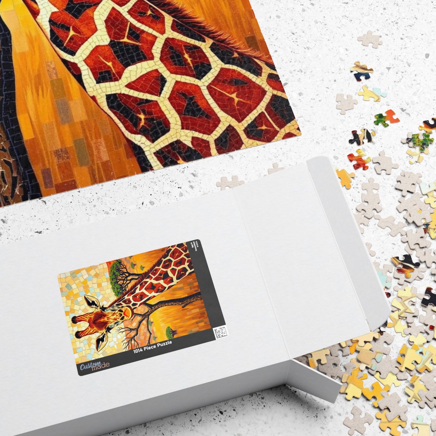 Mosaic Giraffe Jigsaw Puzzle, Beautiful Wildlife Landscape with Acacia Tree, African Savannah Game for Nature Lovers, Animal Enthusiast Gift Puzzle The Puzzle Chest