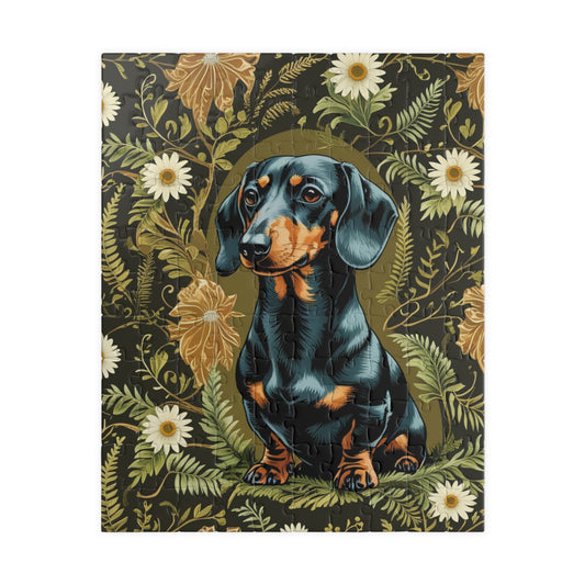 Vintage Dachshund Puzzle - William Morris Inspired 110-1014 Piece Family Dog Jigsaw Game, Fun Indoor Activity, Best Animal Lover Gift Idea 110 pcs (Vertical) Puzzle The Puzzle Chest