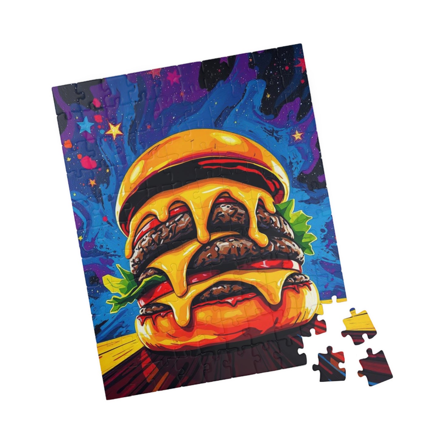 Cheesy Burger Puzzle | Fun Pop Art Jigsaw Game for Foodies, Colorful Unique Gift for Friends, Family Game Night Brain Teaser, Burger Lovers Puzzle The Puzzle Chest