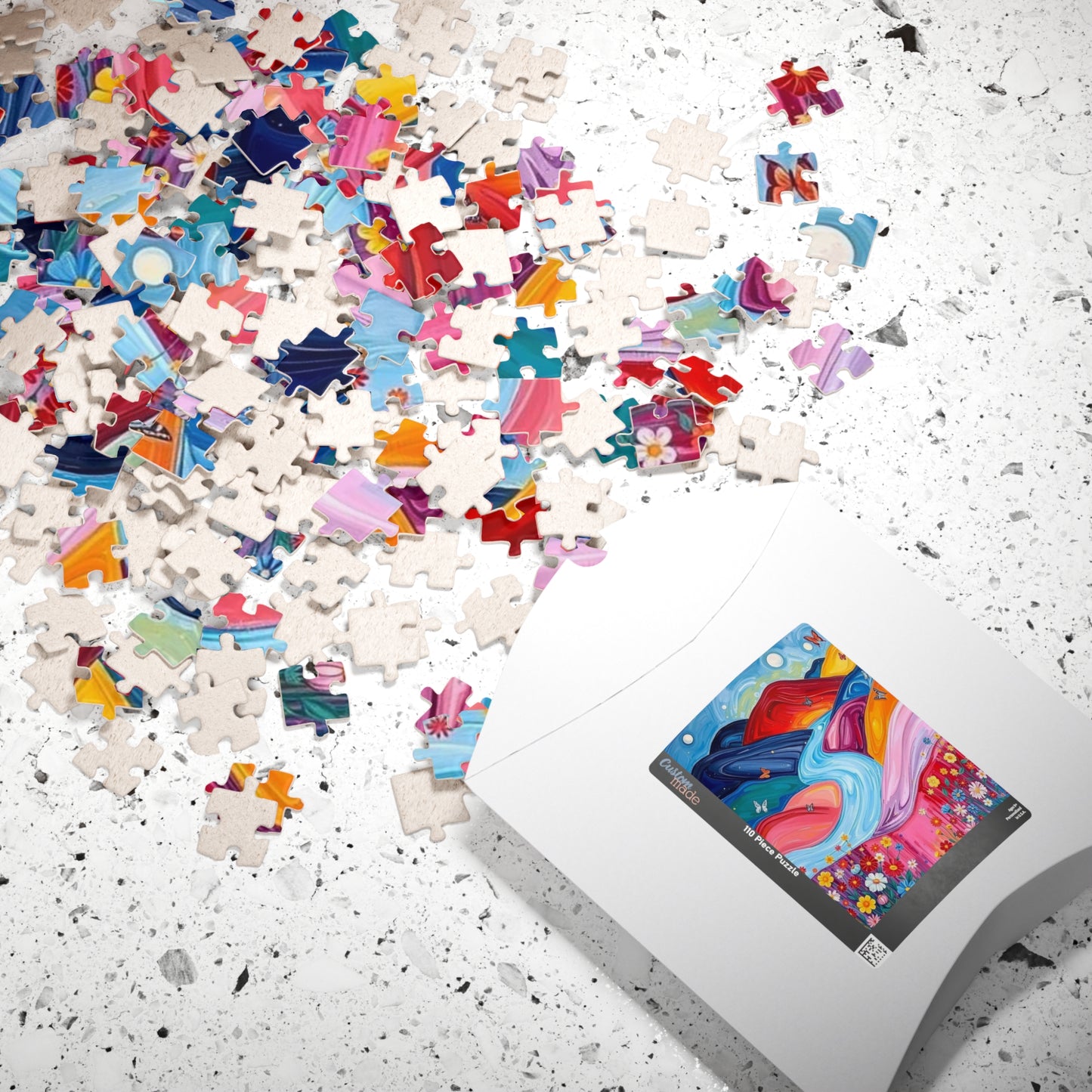Pastel Petals - River Through Candy Hill Jigsaw Puzzle Colleciton, Beautiful Nature Puzzle, Colorful Landscape Art, Puzzle Lover Gift, Family Fun, 110/252/520/1014 Puzzle The Puzzle Chest