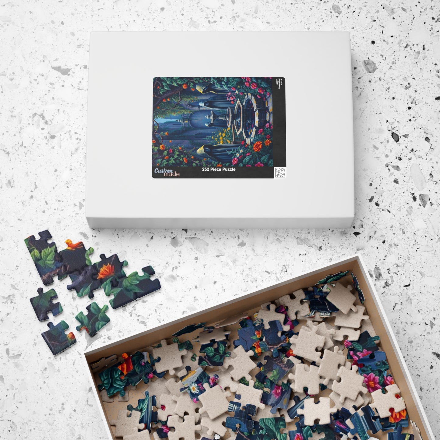 Haunting Gothic Garden Puzzle (110, 252, 520, 1014-piece), Bioluminescent Flowers Stone Statues, Mysterious Tabletop Jigsaw Game, Giftable Puzzle The Puzzle Chest