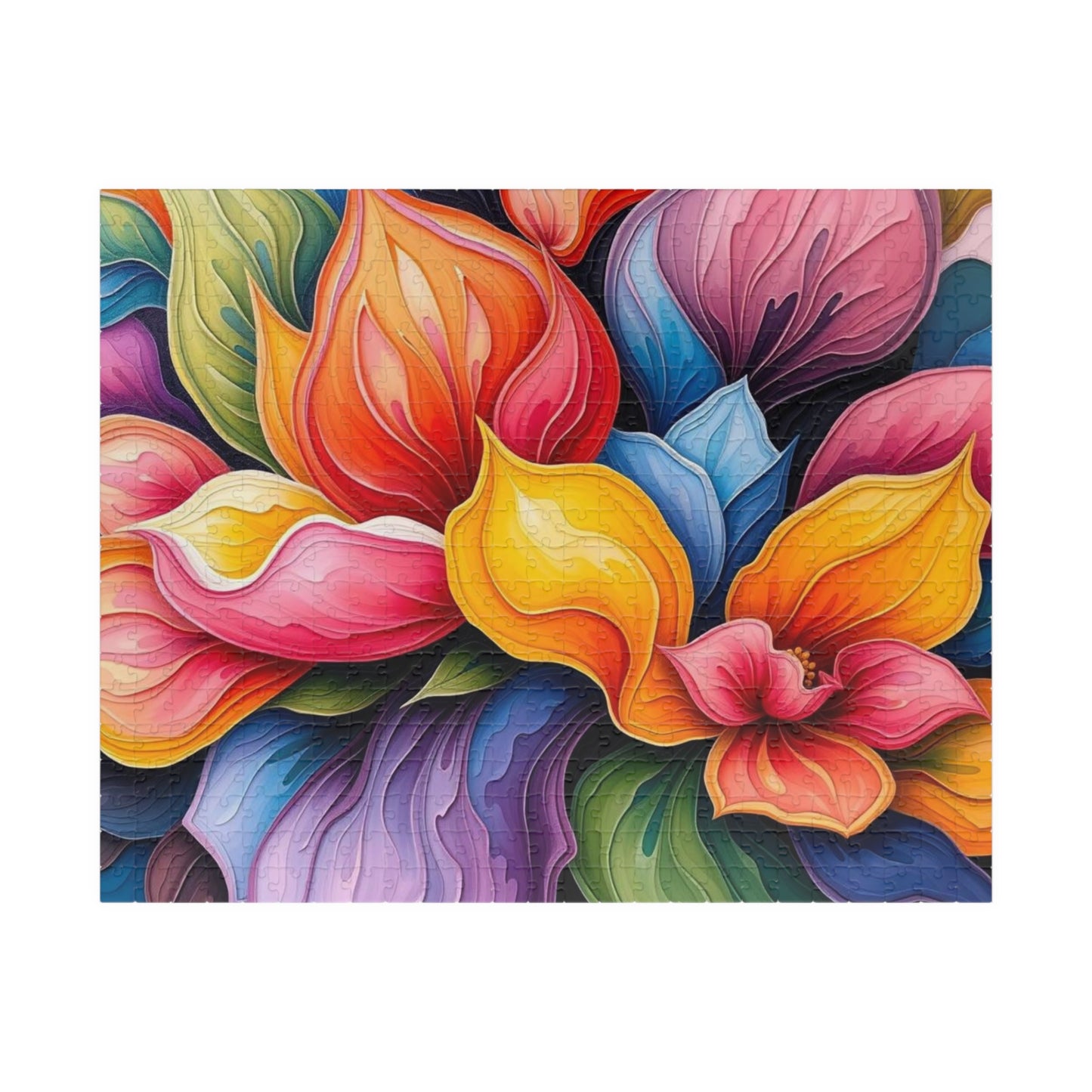 Floral Art Puzzle: Vibrant 110, 252, 520, 1014-piece Abstract Jigsaw Game, Home Decor, Gift Idea for Adults, Family Fun Activity 520 pcs (Horizontal) Puzzle The Puzzle Chest