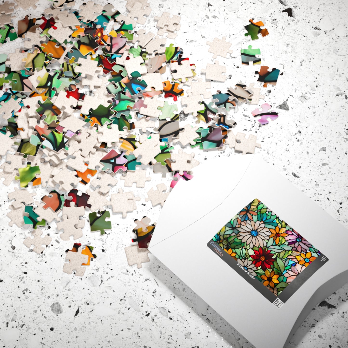 Floral Stained Glass Puzzle, Colorful Art Jigsaw Game for Adults, Puzzle Lover Gift for Friend, Family Game Night, Mindful Activity Puzzle The Puzzle Chest