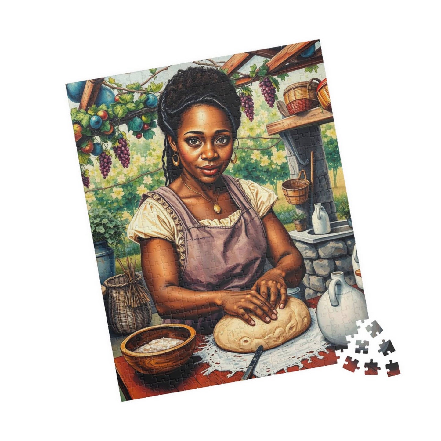 The Artisan Baker Jigsaw Puzzle - Black Woman Kneading Bread, Afrocentric Art, African American Cooking Chef 520 pcs (Vertical) Puzzle The Puzzle Chest