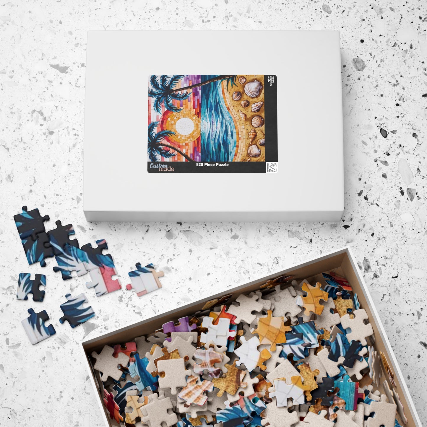 Tropical Beach Mosaic Jigsaw Puzzle, Relaxing Beach Scene, Vacation Family Game, Mindfulness Activity, Family Fun, Beach Lover Gifted Puzzle Puzzle The Puzzle Chest