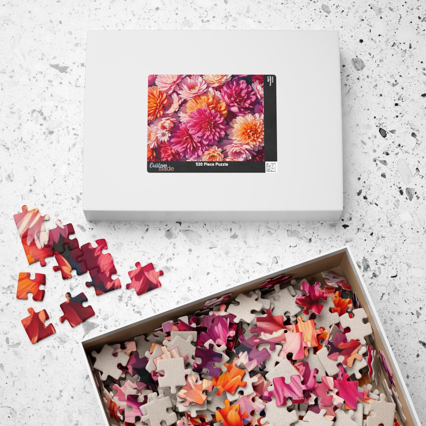 Pink Flower Jigsaw Puzzle - Vibrant Floral Puzzle Art for Adults, Family Fun Game, Creative Hobby, Indoor Activity, Unique Gift Idea Puzzle The Puzzle Chest