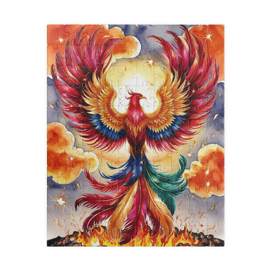 Phoenix Jigsaw Puzzle, Mythical Fire Bird, Folklore Art, Creative Gift for Adults, Birthday, Holiday Fun 110 pcs (Vertical) Puzzle The Puzzle Chest