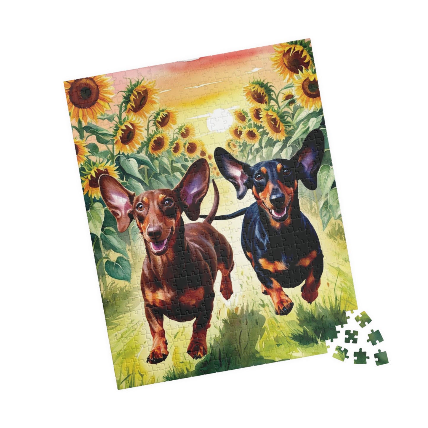 Dachshunds Puzzle, Sunflower Dog Race Jigsaw Puzzle, Brain Teaser Game, Family Activity, Relaxing Hobby, Animal Lover Gift, Mindfulness Puzzle The Puzzle Chest
