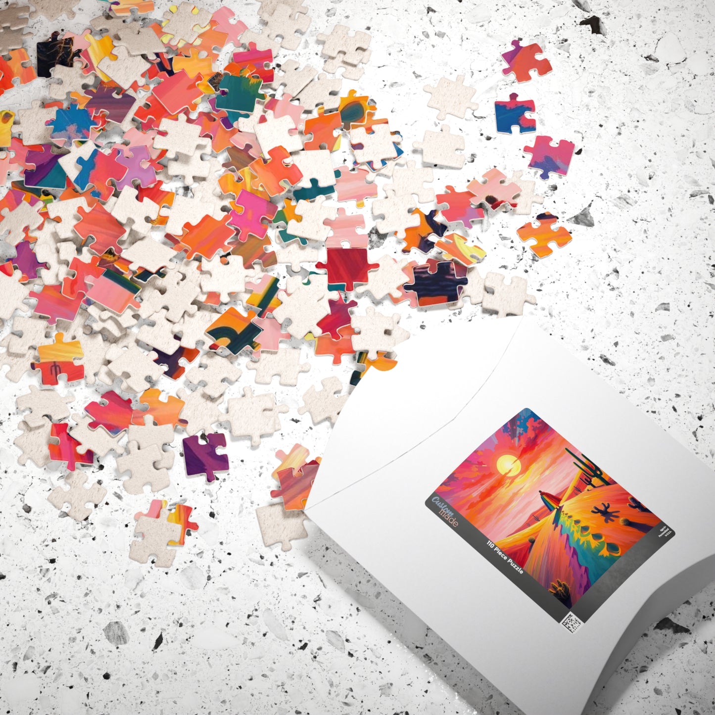 Solitude in Spectrum Jigsaw Puzzle - Surreal Desert Sunset, Colorful LGBTQ Art, Unique Pride Gift for Puzzle Lovers, Home Entertainment Puzzle The Puzzle Chest