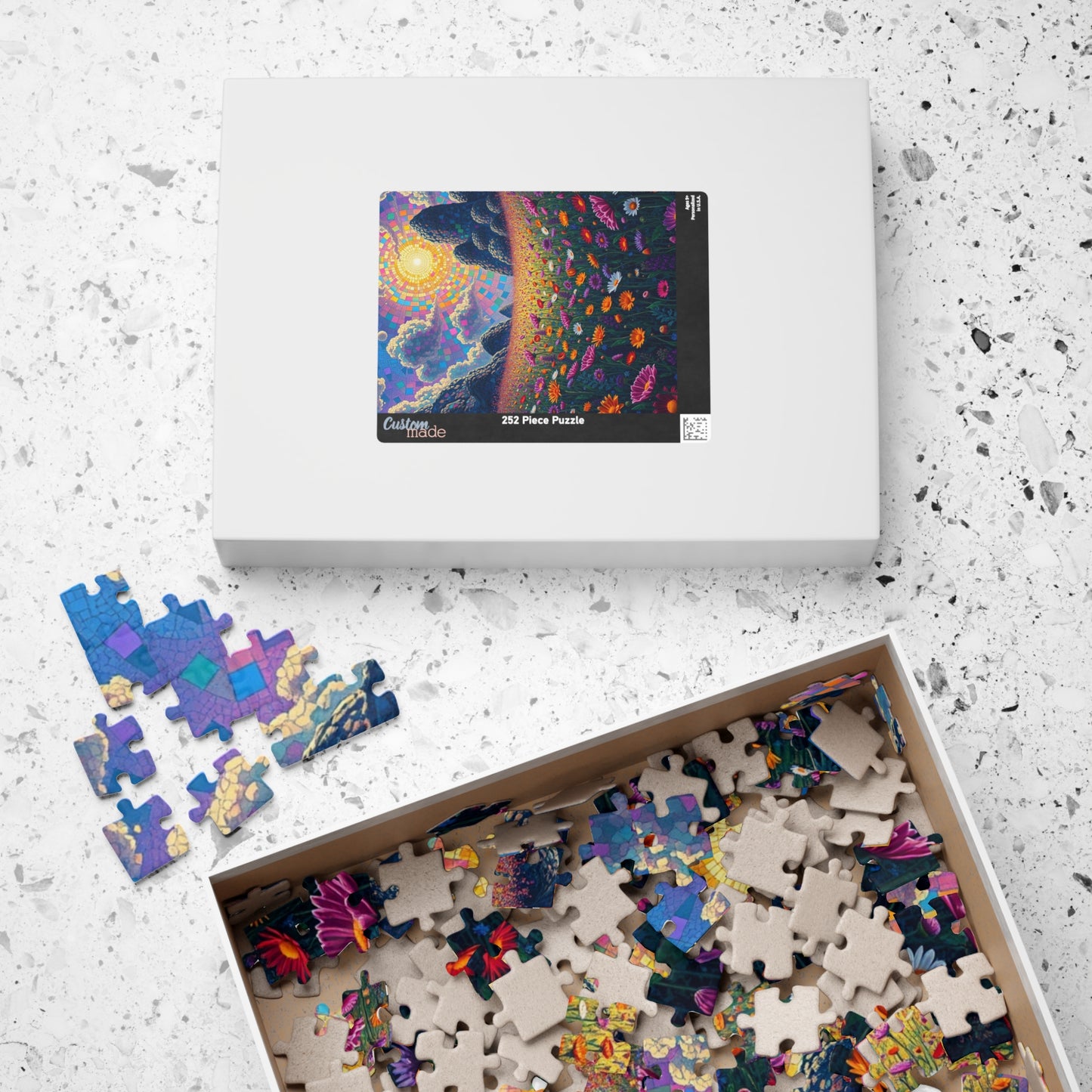 Colorful Sunrise Flower Puzzle, Floral Mosaic Jigsaw Game for Adults, Nature Art Puzzle, Family Game Night, Gift for Nature Lovers Puzzle The Puzzle Chest