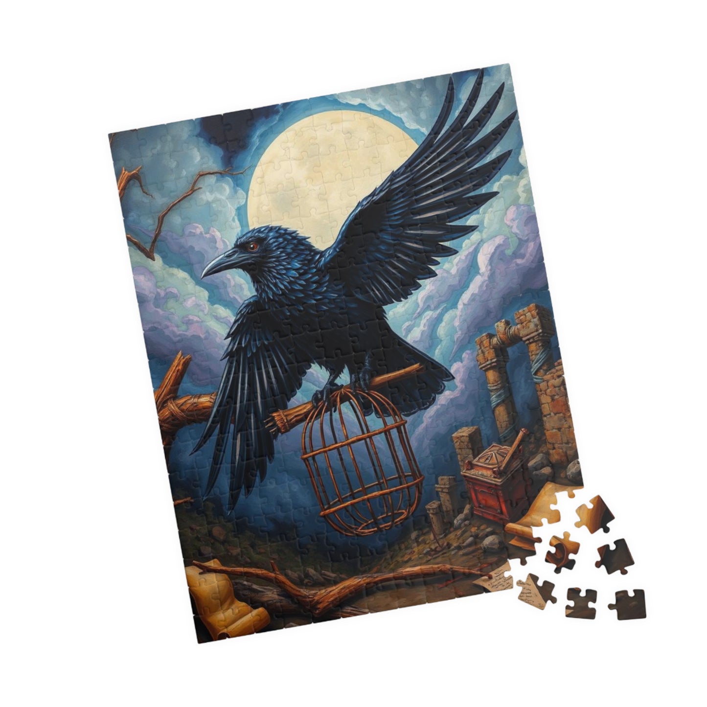 Midnight Messenger - Mystical Raven Puzzle, 110, 252, 520-piece Gothic Jigsaw Game for Family Game Night, Bird Lover Gift for Friends