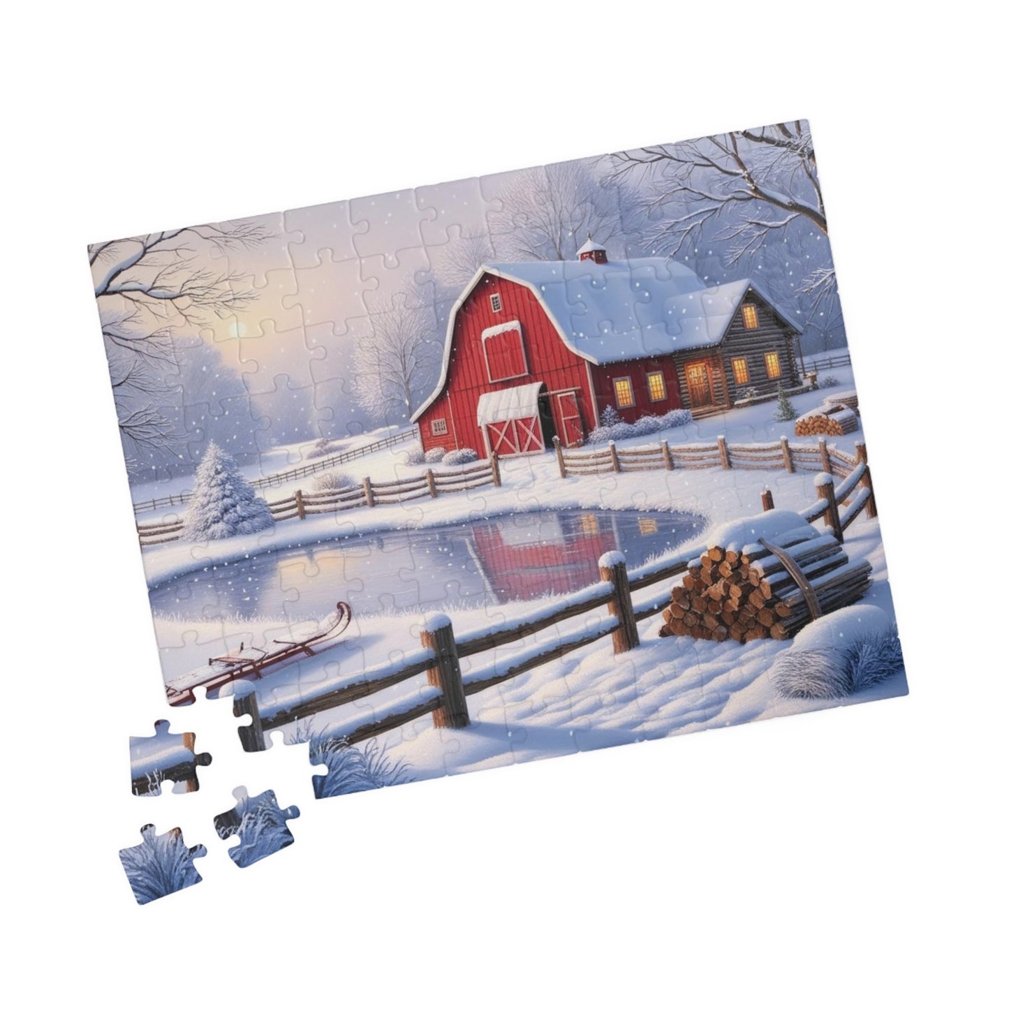 Winter Farmhouse Puzzle, Landscape Jigsaw Game, Perfect for Family Nights, Holiday Fun, Home Decor, Gift for Puzzle Lover, Relaxing Activity Puzzle The Puzzle Chest