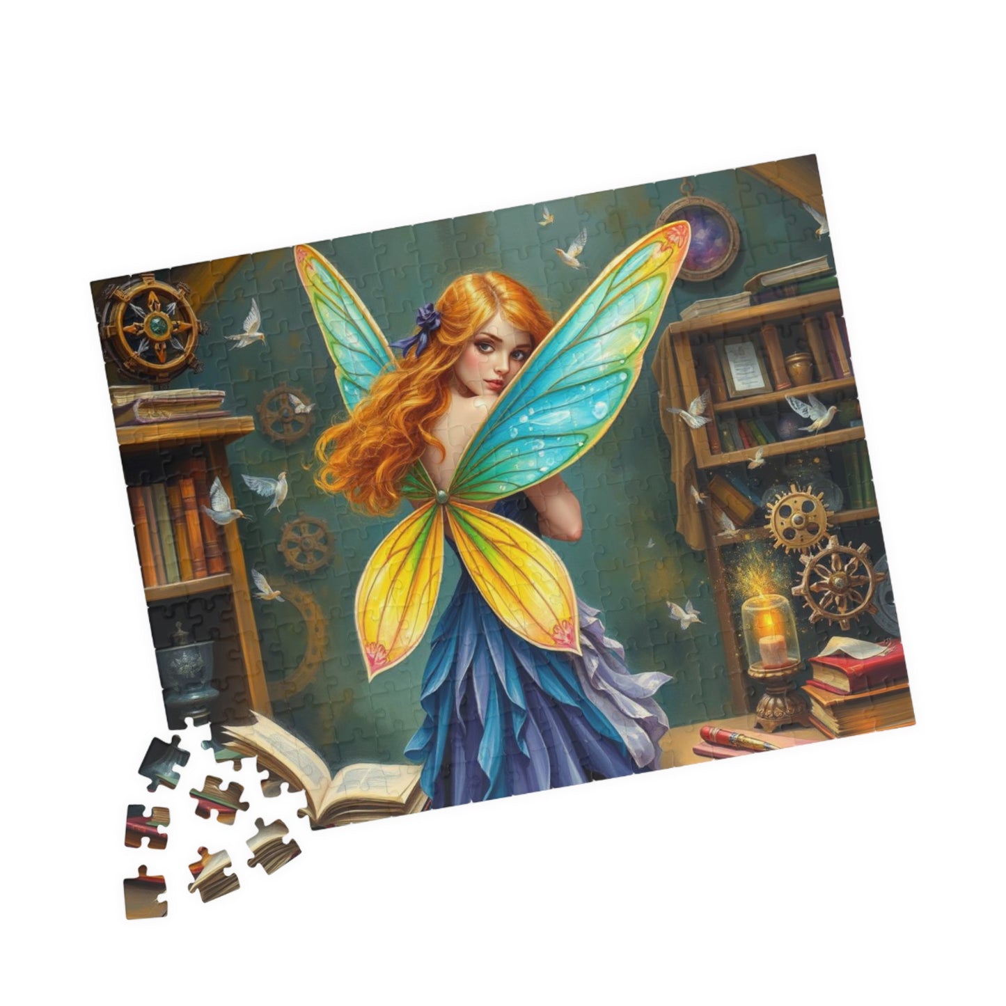 Enchanting Bookish Fairy Puzzle - Library Workshop, Steampunk Fantasy Jigsaw Puzzle Gift for Book Lovers, Puzzle Fanatics, Art Enthusiasts Puzzle The Puzzle Chest