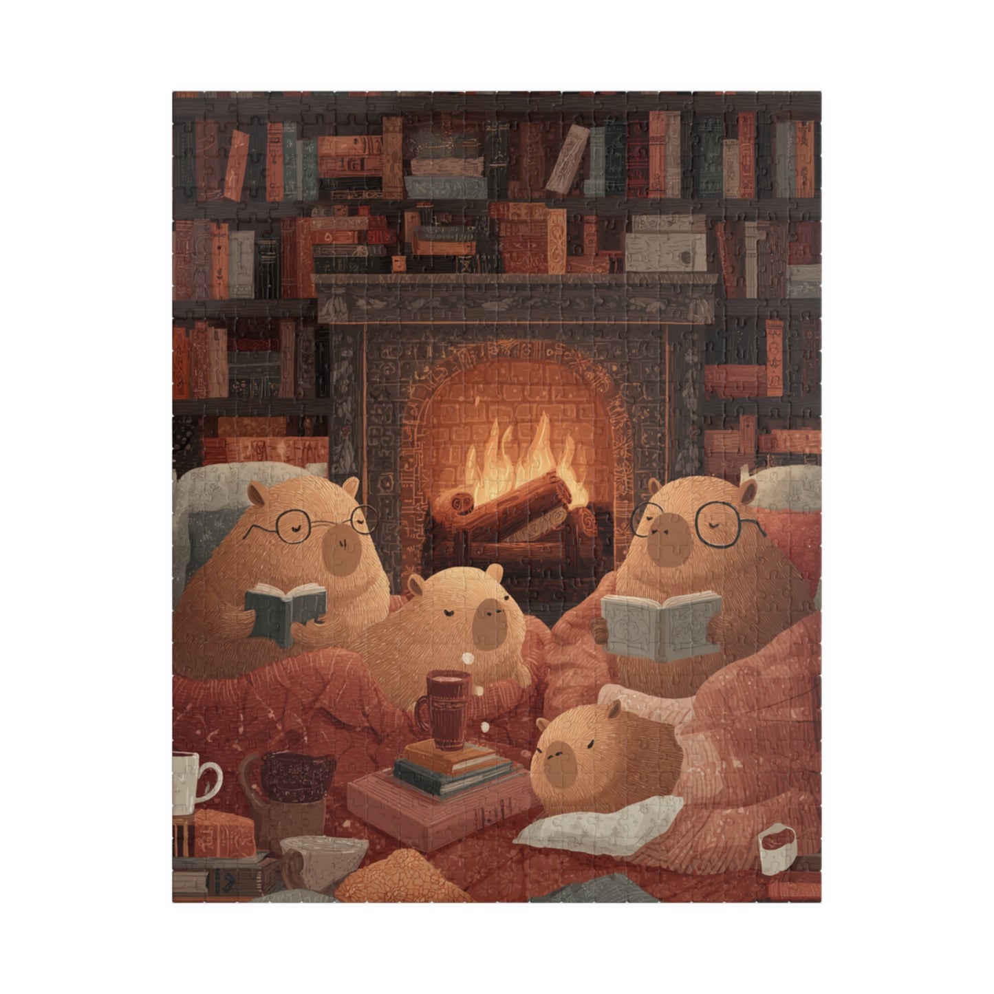 Capybara Library Jigsaw Puzzle - Cute Storybook Scene, Cartoon Puzzle Art Puzzle The Puzzle Chest
