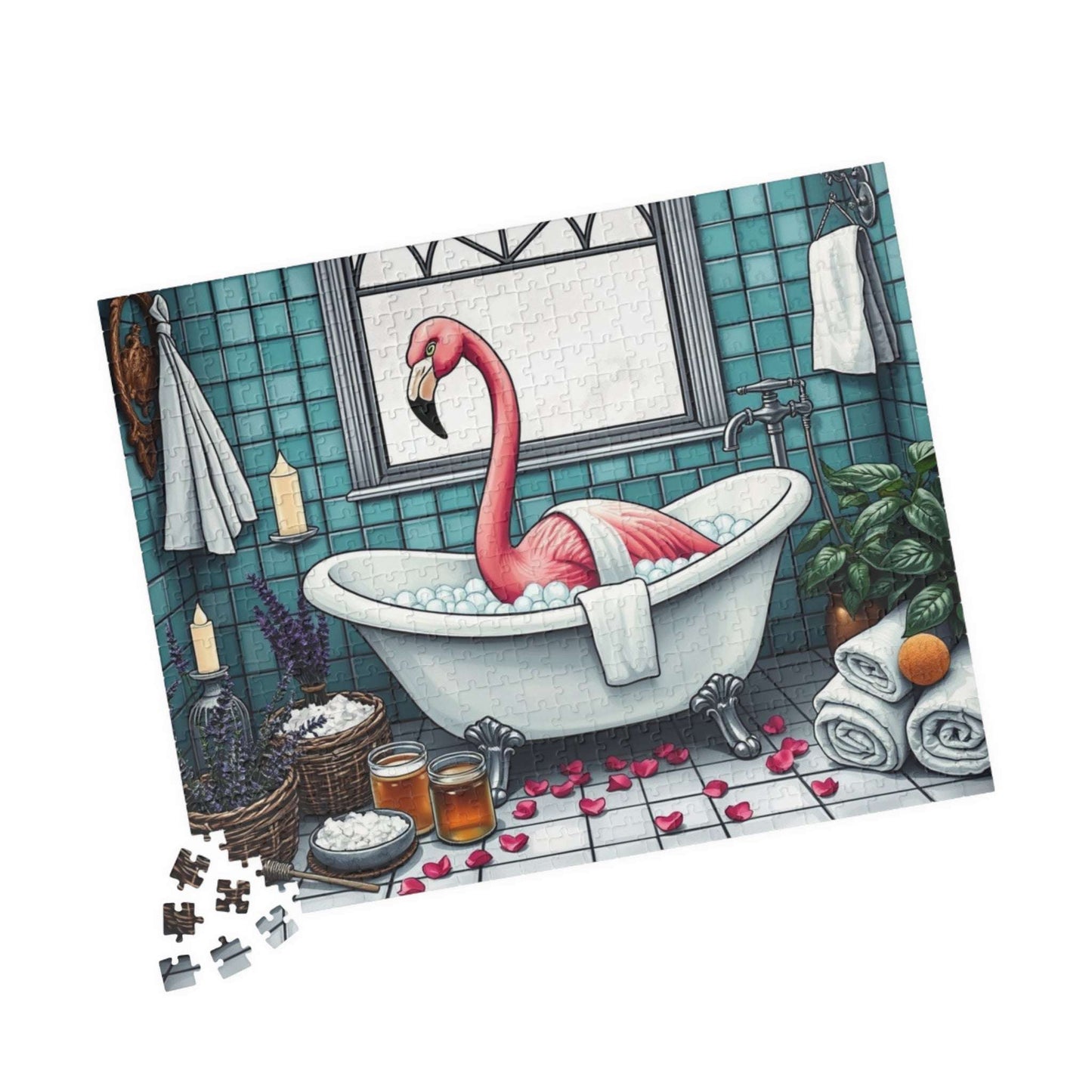 Spa Day Flamingo Puzzle - Charming Holiday Birthday Gift for Friends, Family Bonding Time, Game Night, Puzzle Enthusiasts Puzzle The Puzzle Chest