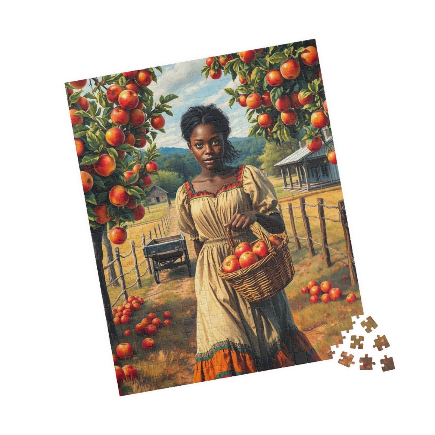Orchard Stroll Jigsaw Puzzle – Black Woman Collecting Apples, Afrocentric Gift for Holiday Birthday, Family Activity, Brain Teaser 520 pcs (Vertical) Puzzle The Puzzle Chest