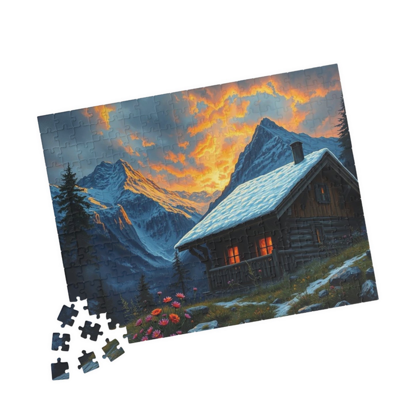 Mountain Cabin Puzzle - Cozy Atmosphere, Nature Lovers Gift, Family Activity, Mindful Challenge, 110 to 1014-Piece Options Puzzle The Puzzle Chest
