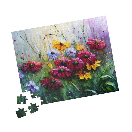 Misty Bloom Jigsaw Puzzle - Soft Abstract Floral Art, Vibrant Flower Artwork 110 pcs (Horizontal) Puzzle The Puzzle Chest