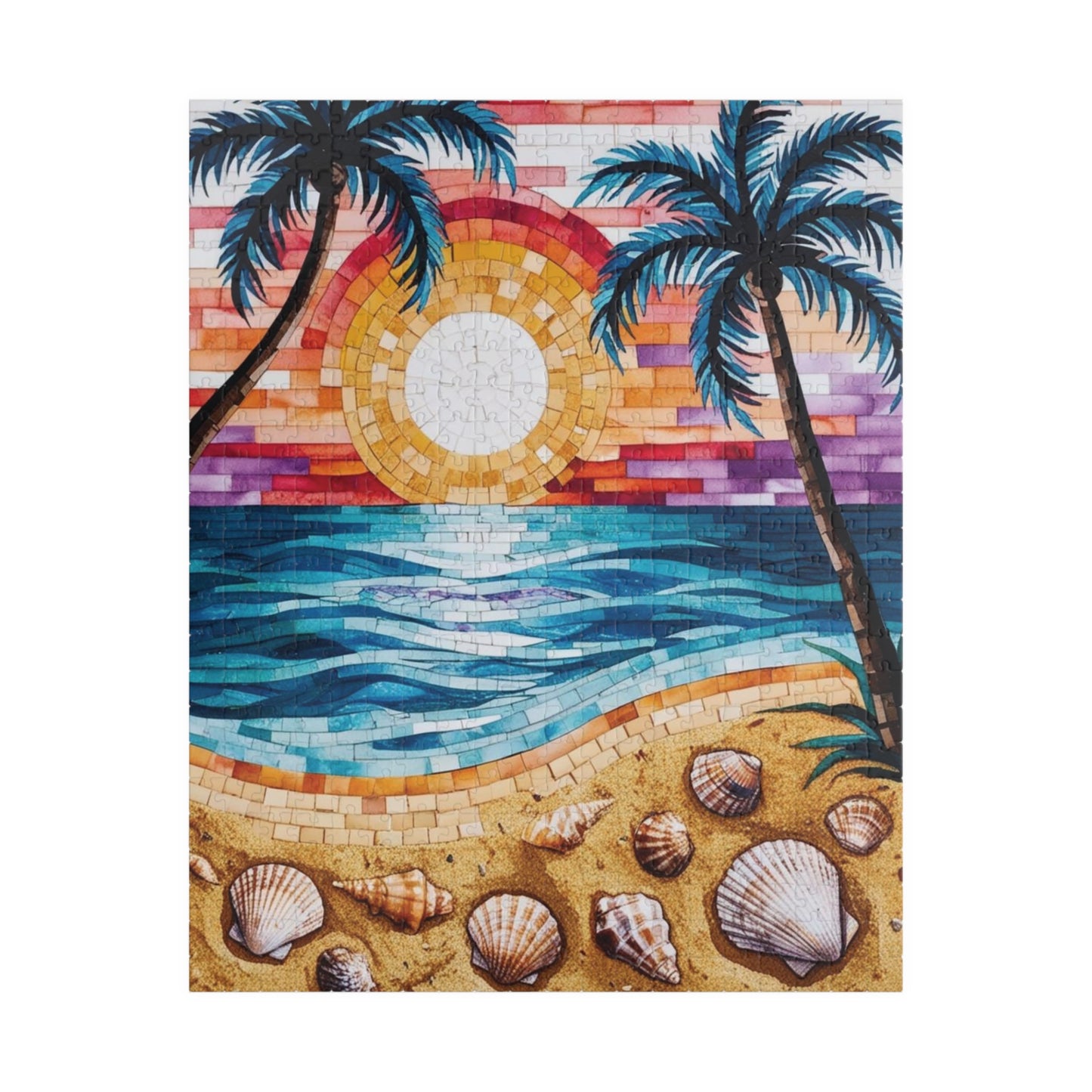 Tropical Beach Mosaic Jigsaw Puzzle, Relaxing Beach Scene, Vacation Family Game, Mindfulness Activity, Family Fun, Beach Lover Gifted Puzzle 520 pcs (Vertical) Puzzle The Puzzle Chest