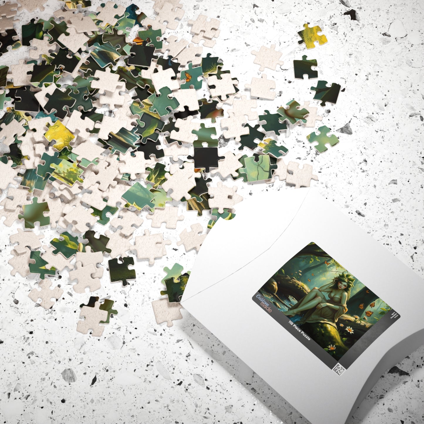 Green Skin Forest Nymph Jigsaw Puzzle, Serene Woodland Mythical Creature, Fantasy Nature Lover Gift, Mindful Family Activity, Leisure Hobby Puzzle The Puzzle Chest