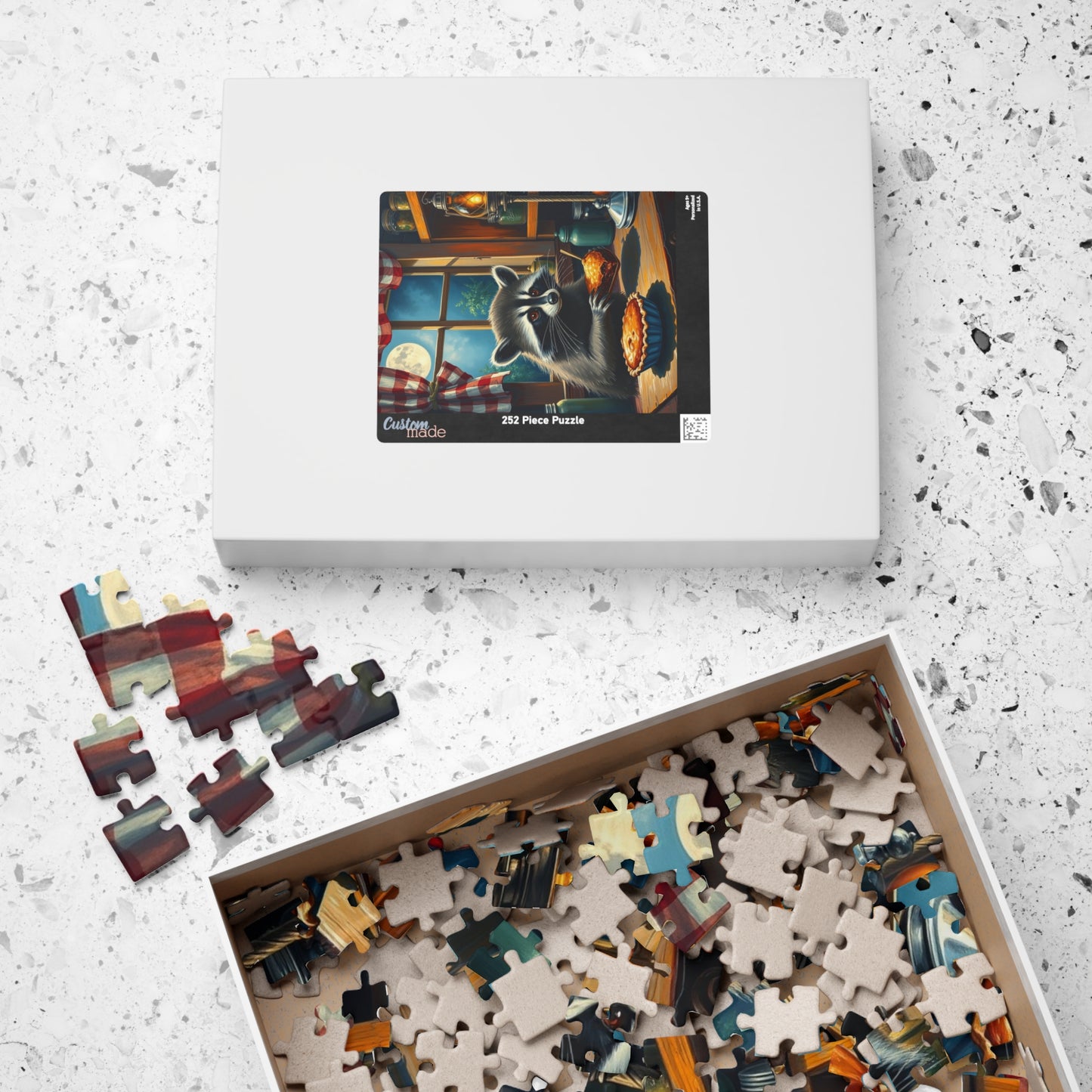 Charming Raccoon Puzzle - 110 to 1014 Pieces, Animal Stealing Pie, Cozy Home Décor, Family Fun, Gift for Nature Lovers, Indoor Activity Puzzle The Puzzle Chest