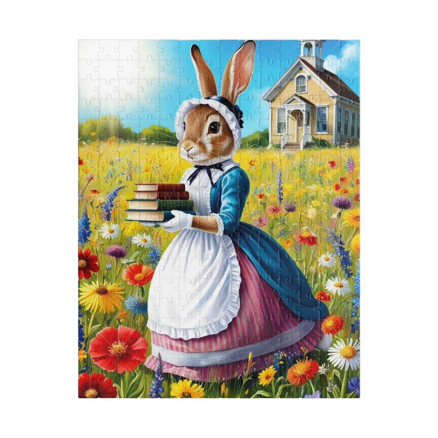 Whimsical Rabbit Jigsaw Puzzle, Charming Artwork for Book Lover, Easter Spring Puzzle Gift for Adults, Unique Fun Family Game Night 252 pcs (Vertical) Puzzle The Puzzle Chest