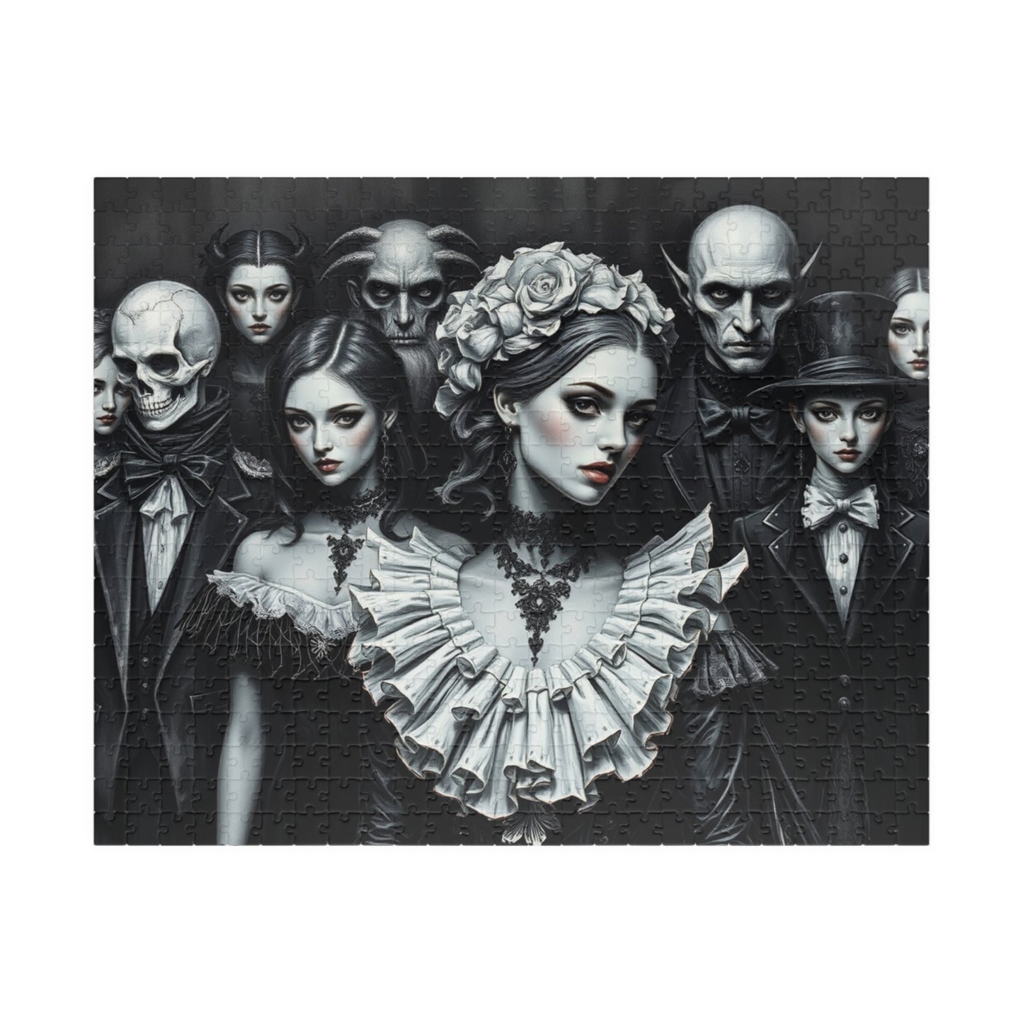 Elegant Gothic Art Puzzle - Enchanting 110/252/520/1014-piece Mystical Collectible, Halloween Gift for Art Lovers, Mindfulness Activity 520 pcs (Horizontal) The Puzzle Chest