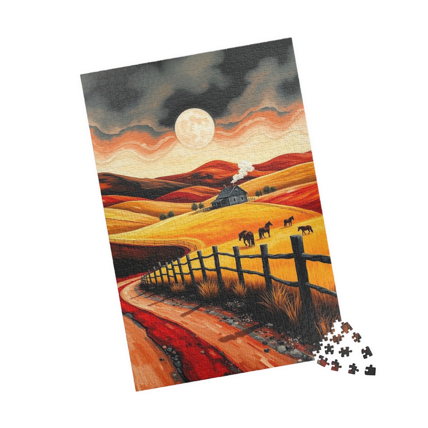 Sunset Pastoral Scene Puzzle - Tranquil Jigsaw for Family Fun, Gift for Friends, Home Decor, Cozy Nights Puzzle The Puzzle Chest