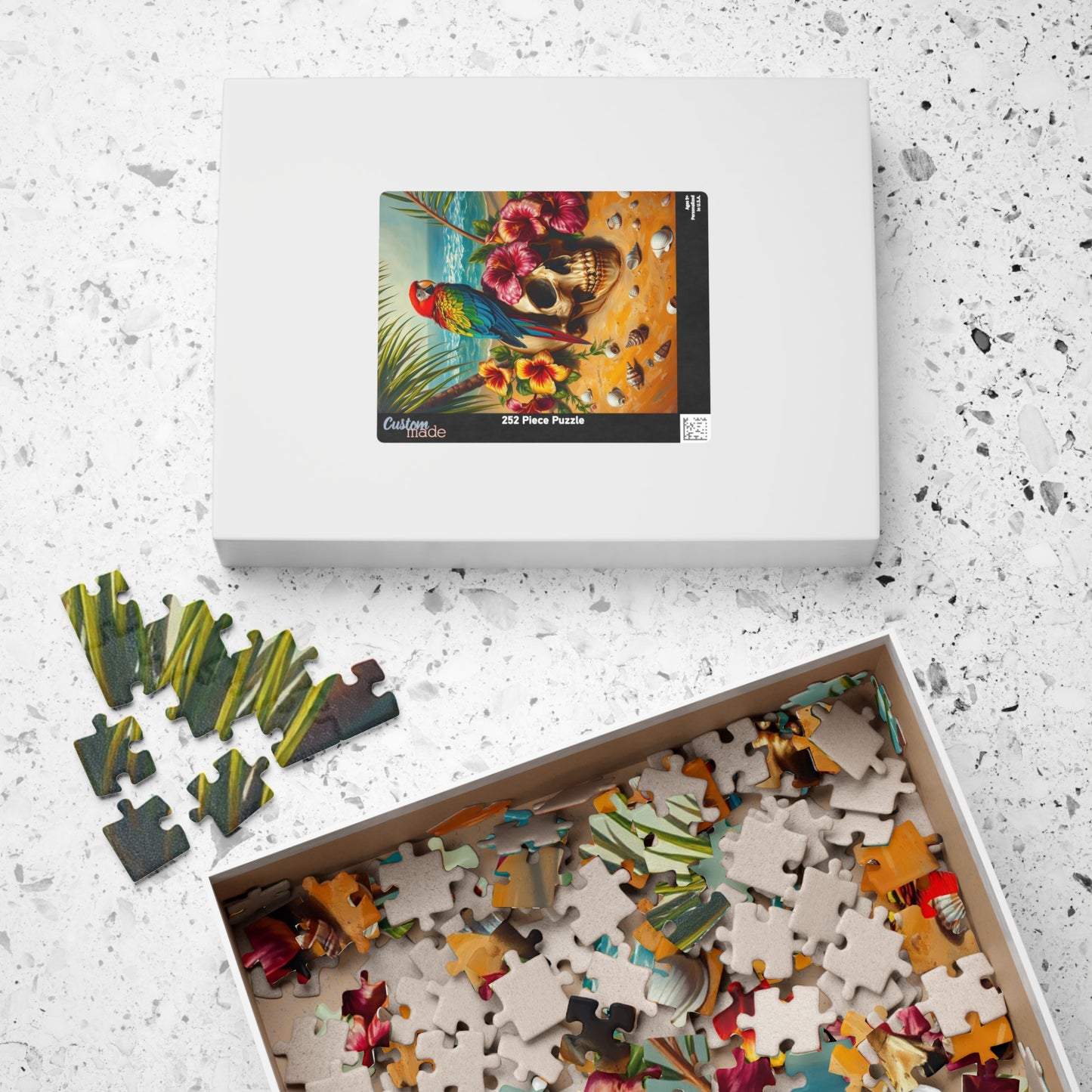 Colorful Parrot Skull Puzzle, Fun Nature Theme Jigsaw Game for Adults, Family Game Night, Beach Lover and Puzzle Enthusiast Holiday Gift Puzzle The Puzzle Chest