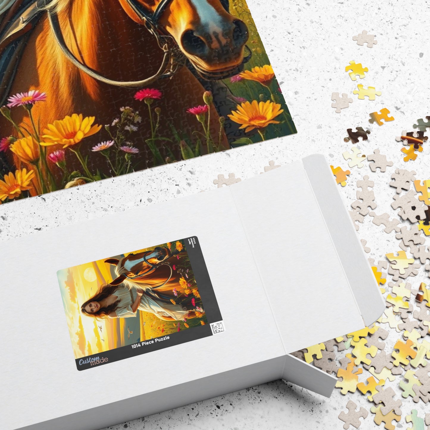 Woman on Horseback in Sunlit Wildflower Field Puzzle, Equestrian Horse Scene Jigsaw Game, Mindful Activity, Puzzle Animal and Art Lover Gift Puzzle The Puzzle Chest