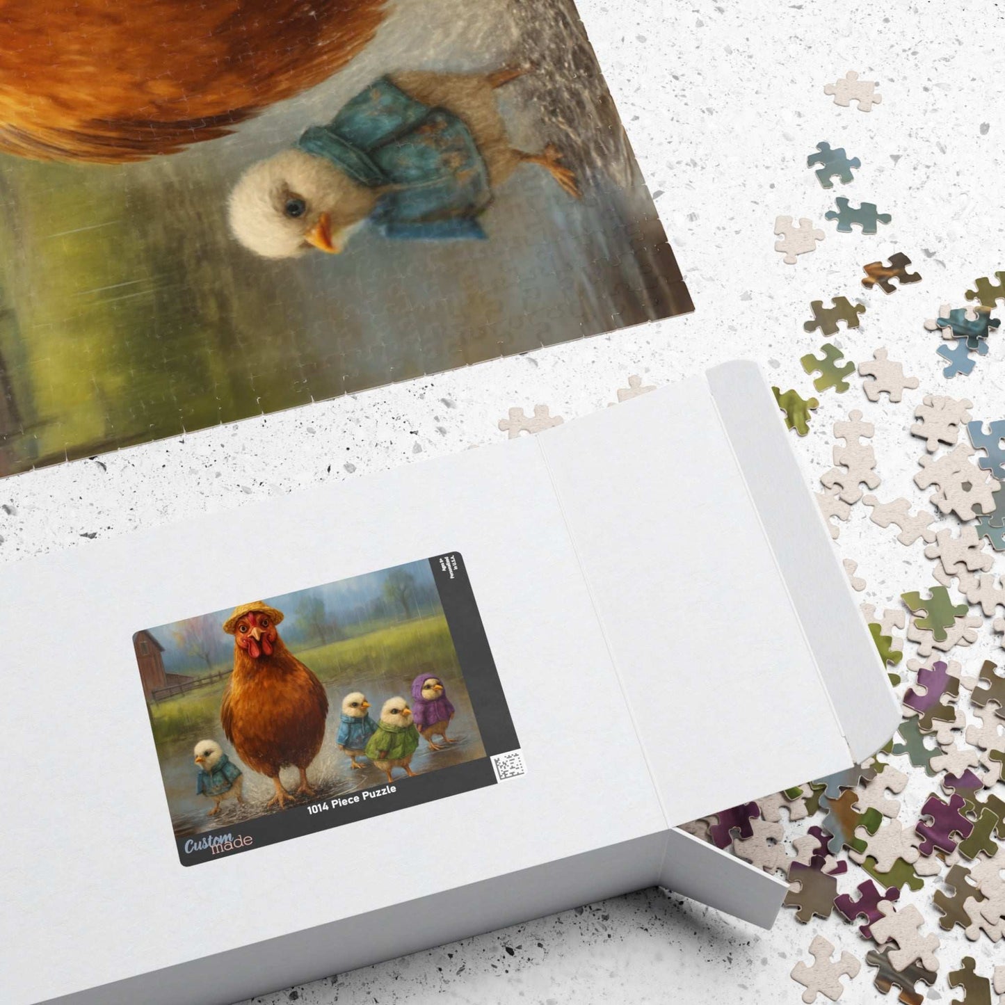 Mud Puddle Mischief Jigsaw Puzzle - Rainy Day Chicken Scene, Fun Family Game, Puzzle Lover Gift, Cozy Night In Activity, Farm Nature Theme Puzzle The Puzzle Chest