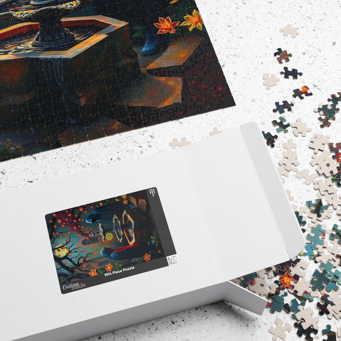 Ghostly Gothic Garden Puzzle, Dark Fantasy Scene with Glowing Flowers and Hooded Figures, Quiet Leisure Staycation Activity for Puzzle Lover Puzzle The Puzzle Chest