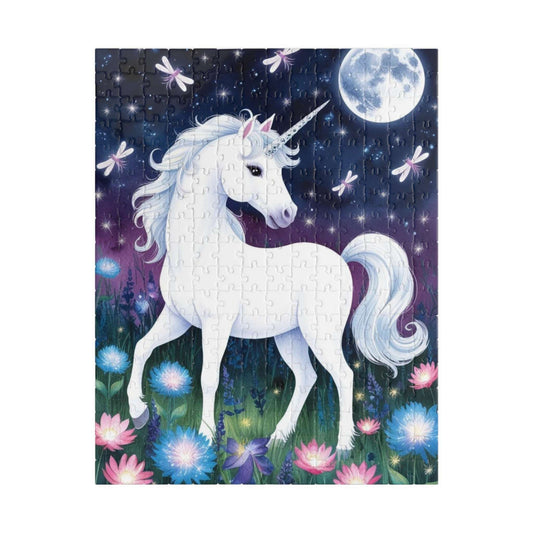 Jigsaw Puzzle, White Unicorn in Meadow, 1000 Piece, Luminous Flowers, Fun Family Activity, Relaxation Toy, Home Decor, Gift Idea, Unicorn 252 pcs (Vertical) Puzzle The Puzzle Chest