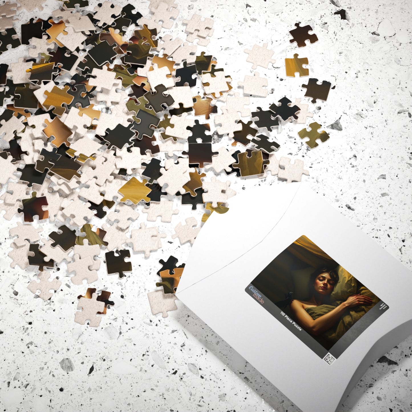 Gothic Puzzle - Dimly Lit Bedroom with Sleeping Woman and Dark Creature, Eerie Atmosphere, 110-1014 Piece Jigsaw, Adult Unisex Activity, Puzzle The Puzzle Chest